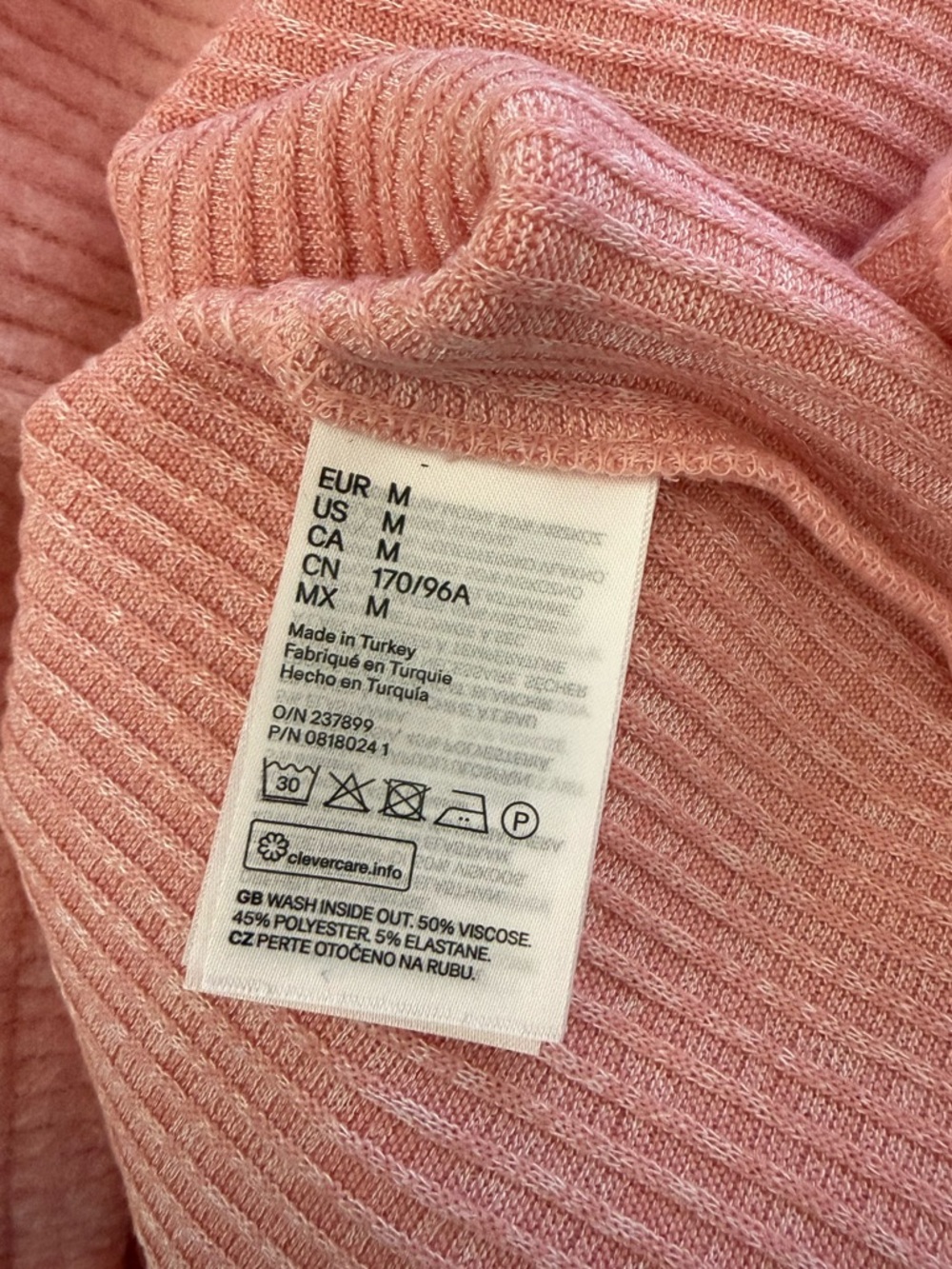H&M Pink Ribbed Mock Neck Sweater - Picture 5 of 6
